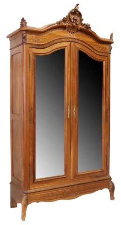 LOUIS XV STYLE WALNUT MIRRORED