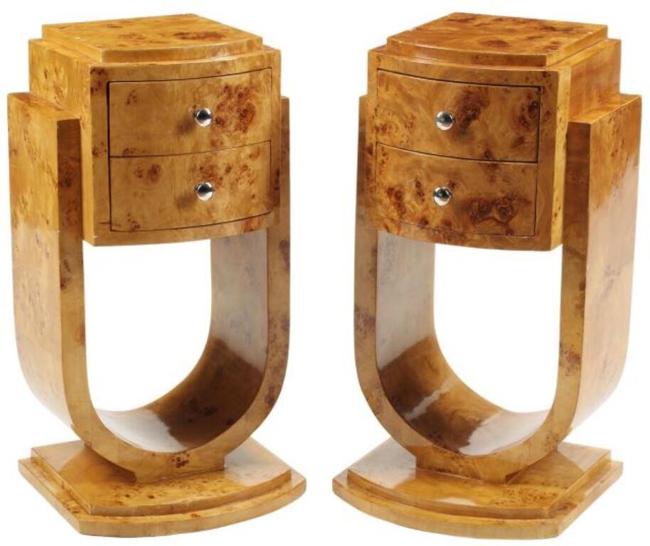  2 ART DECO STYLE TWO DRAWER NIGHTSTANDS pair  2f6791