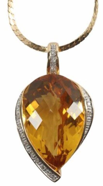 ESTATE 14K GOLD CITRINE & DIAMOND