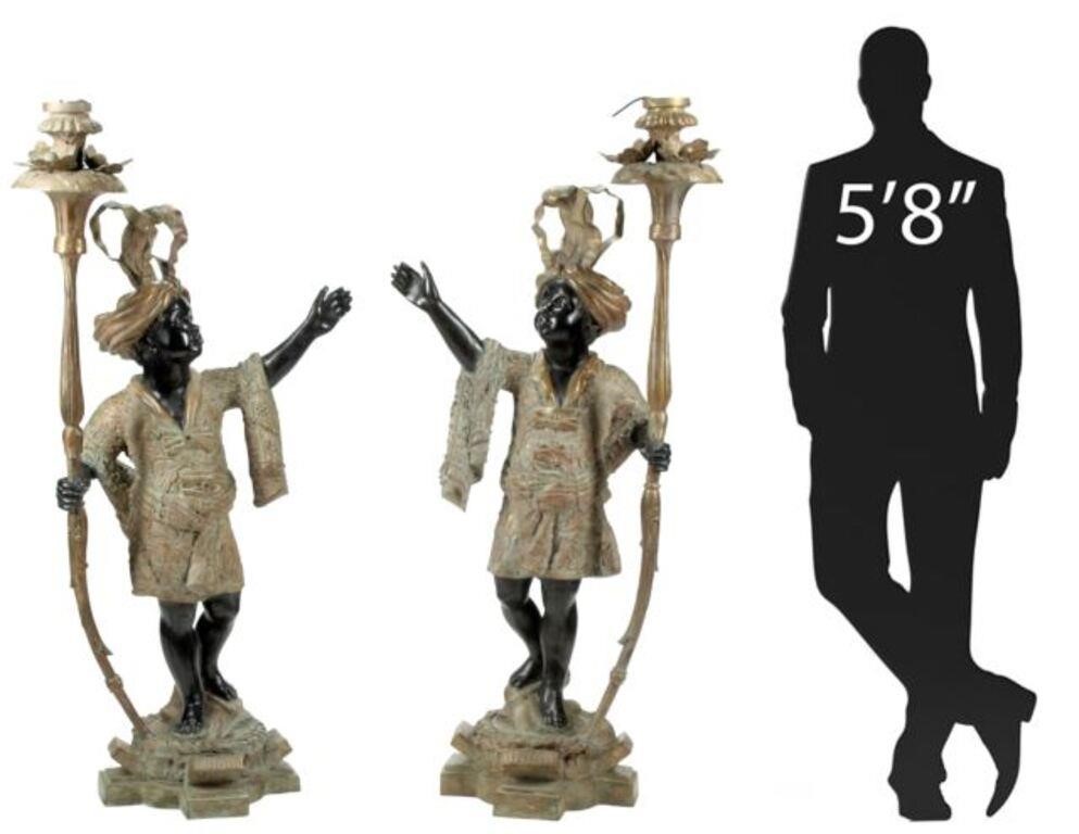 2 GILT PATINATED BRONZE FIGURAL 2f67b2