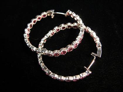 Pair of 14 karat white gold "hoop"