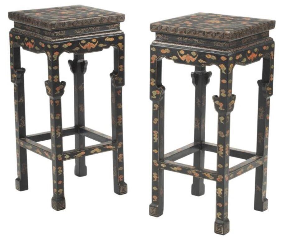 (2) CHINESE POLYCHROME & BLACK