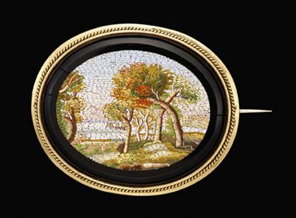 Micro mosaic brooch    Landscape