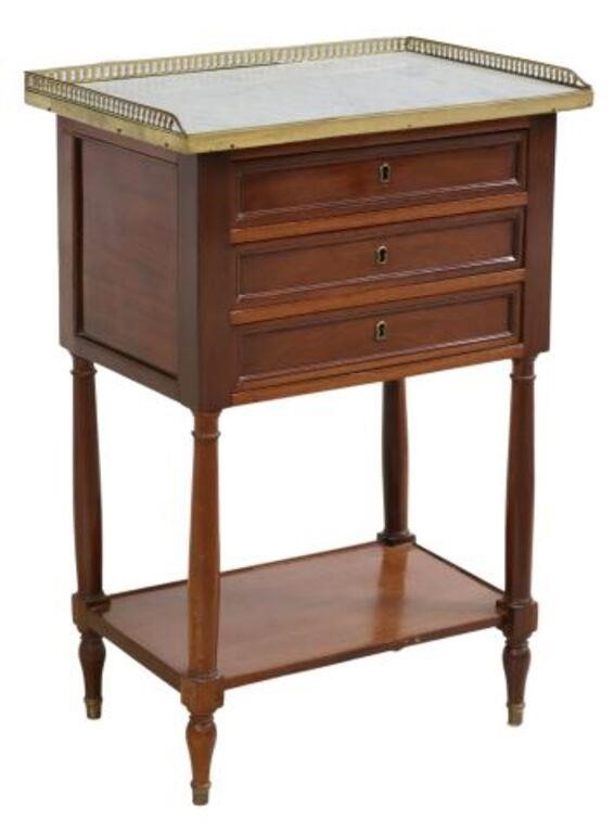 LOUIS XVI STYLE MARBLE-TOP MAHOGANY