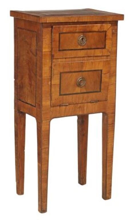 ITALIAN BANDED BURLWOOD BEDSIDE