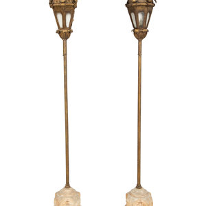 A Pair of Gondola Style Stamped Brass