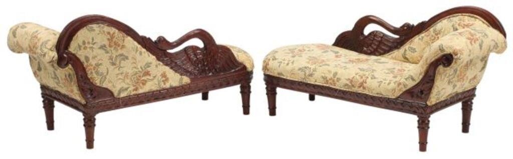 (2) MINIATURE EMPIRE STYLE UPHOLSTERED