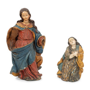 Two Italian Polychromed and Gilt