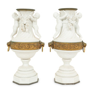 A Pair of Gilt Metal Mounted Bisque 2f6860