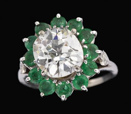 3.5 carat diamond and emerald platinum