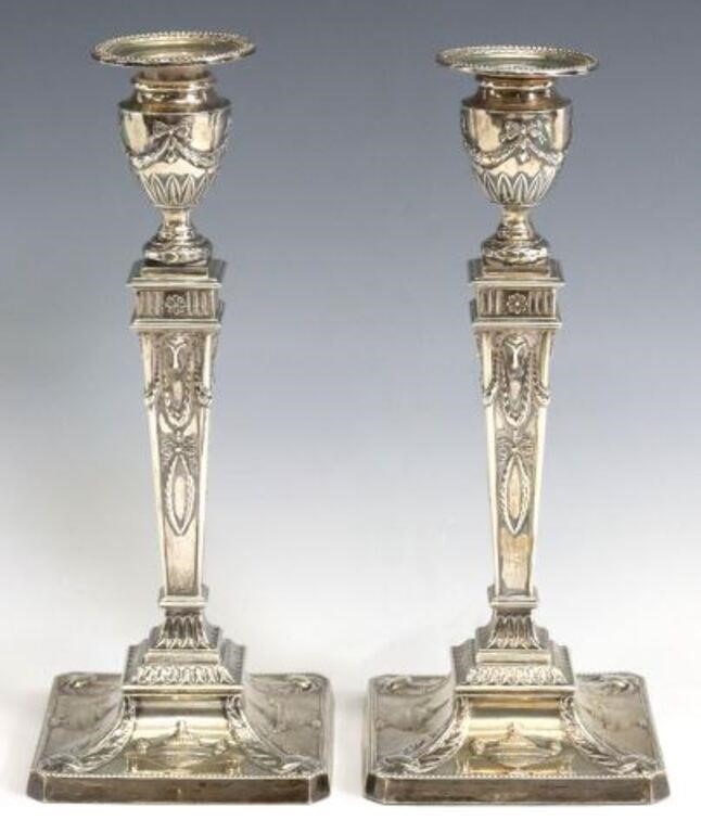  2 ENGLISH WEIGHTED STERLING CANDLESTICKS pair  2f6879