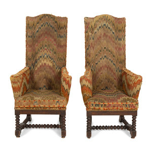 A Pair of Jacobean Style High Back 2f687b