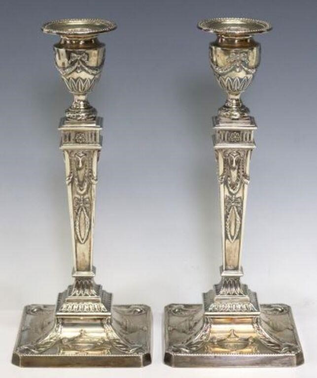 (2) ENGLISH WEIGHTED STERLING CANDLESTICKS(pair)