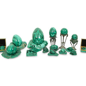 A Collection of Malachite Objets comprising 2f689c