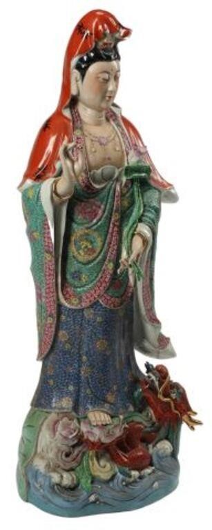 CHINESE POLYCHROME PORCELAIN STANDING