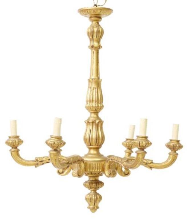 LOUIS XVI STYLE GILTWOOD 6 LT CHANDELIERLouis 2f6904