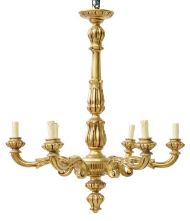 LOUIS XVI STYLE GILTWOOD 6 LT CHANDELIERLouis 2f6907