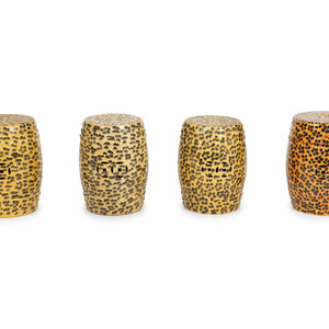 Four Leopard Print Glazed Ceramic