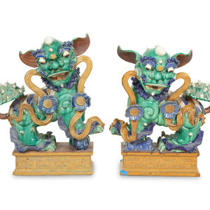 A Pair of Chinese Glazed Ceramic
