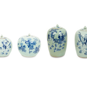 Two Pairs of Chinese Blue on Celadon