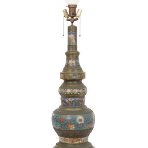 A Chinese Cloisonné Tall Lamp