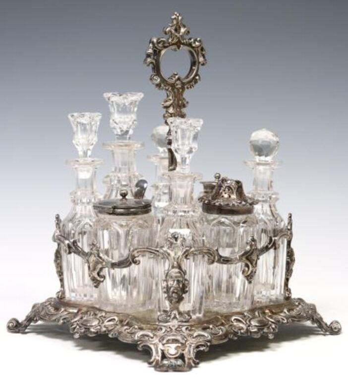 ENGLISH SILVERPLATE & GLASS TABLE