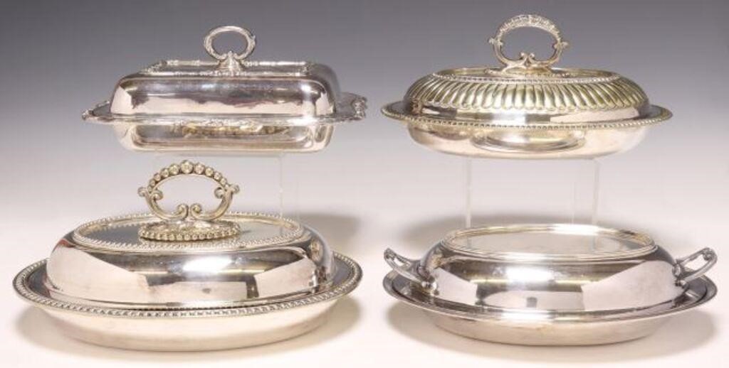 (4) SILVERPLATE COVERED VEGETABLE DISHES(lot