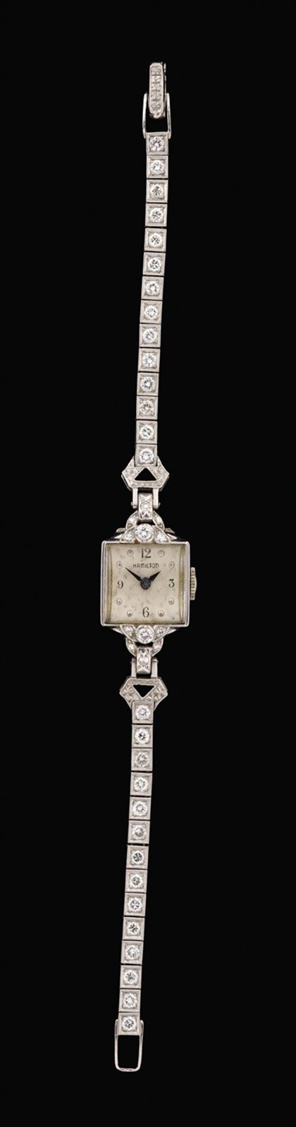 Lady s platinum and diamond wristwatch  4bdbf