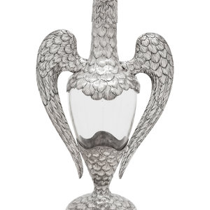 A German Silver-Mounted Glass Eagle-Form