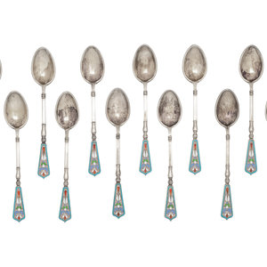 A Set of Russian Enameled Silver 2f6a2a