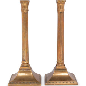 A Pair of George III Bronze Candlesticks
Circa