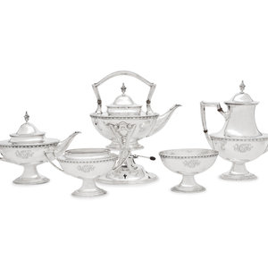 An American Silver Five-Piece Tea