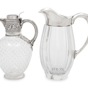 Two Silver-Mounted Glass Pitchers
19th/20th