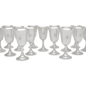 A Set of Fifteen American Silver Goblets
International
