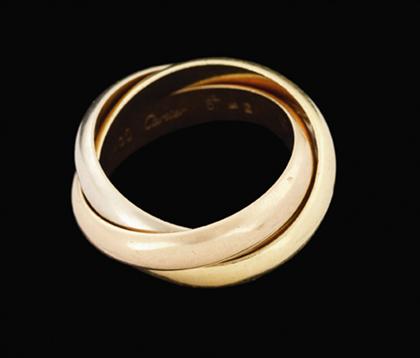 18 karat tricolor gold ring Cartier 4bded