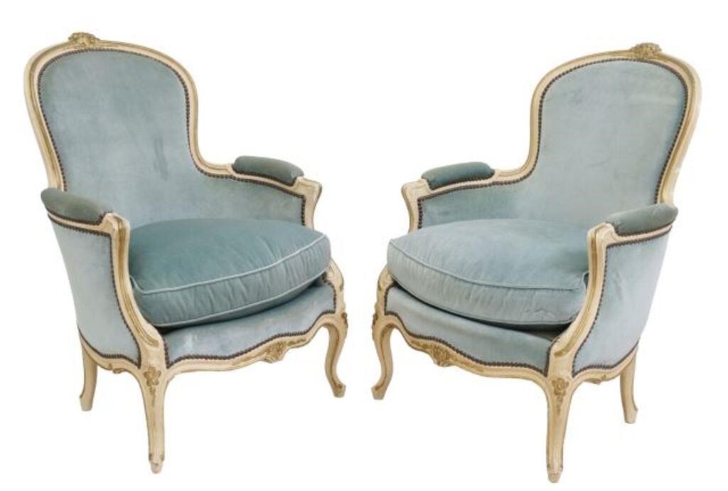 (2) FRENCH LOUIS XV STYLE UPHOLSTERED