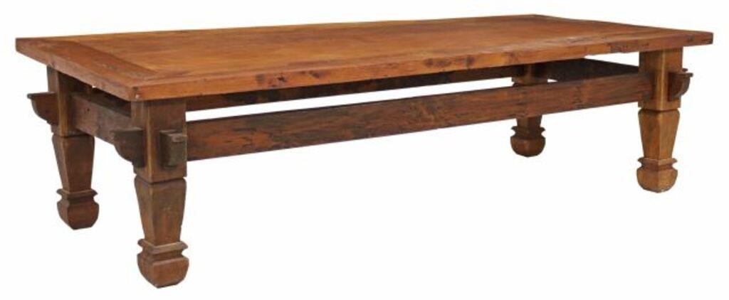 RUSTIC WOOD LOW COFFEE TABLE, 78.5"LRustic