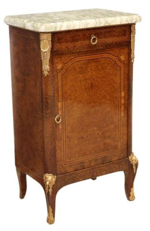 FRENCH MARBLE TOP BURLWOOD BEDSIDE 2f6bc2