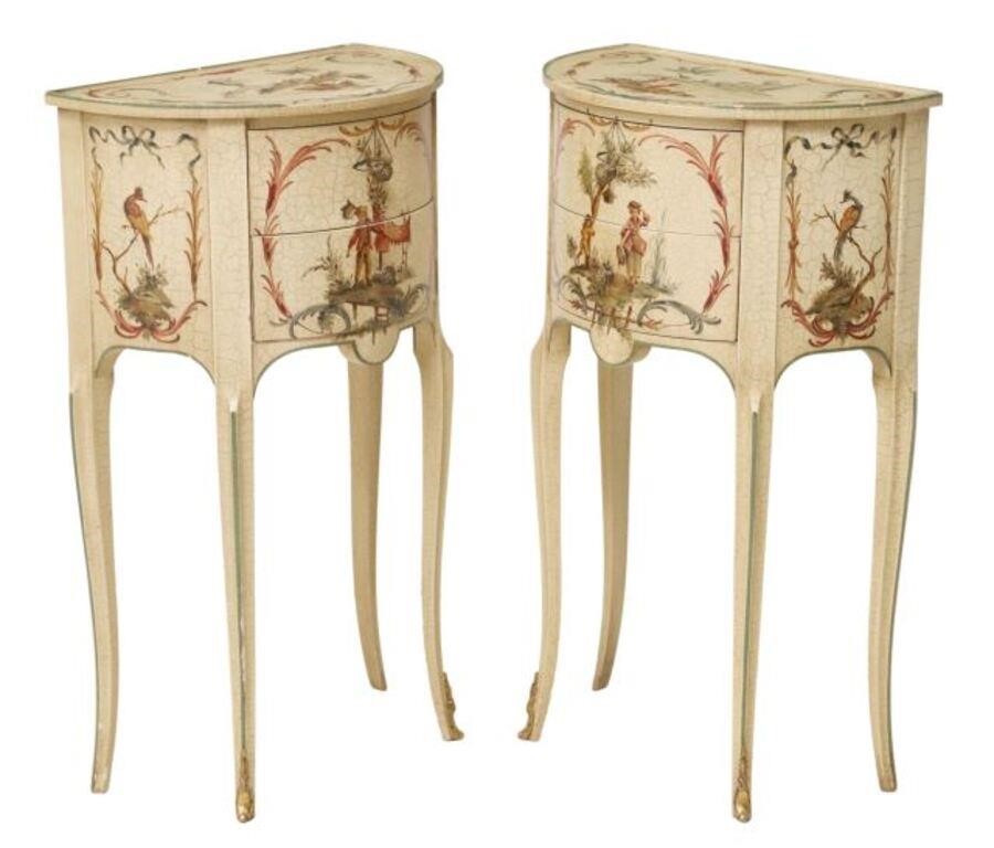  2 LOUIS XV STYLE PAINT DECORATED 2f6bc6