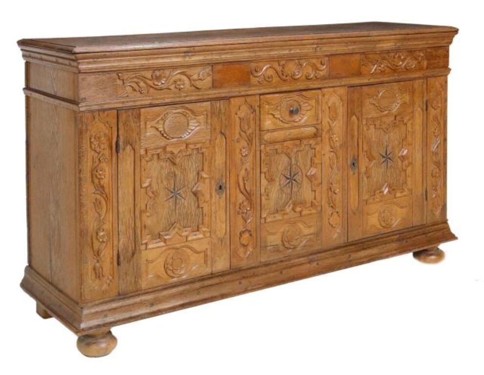 PROVINCIAL CARVED OAK SIDEBOARDProvincial