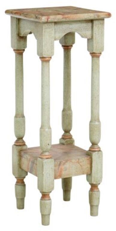 FAUX MARBLE PAINTED WOOD PEDESTAL