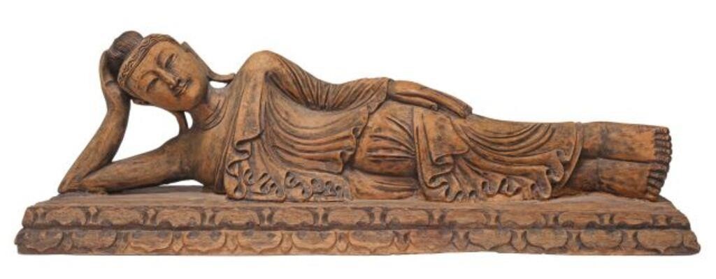 CARVED WOOD SCULPTURE RECLINING