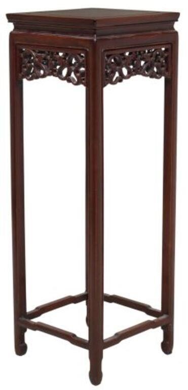 CHINESE CARVED MAHOGANY PLANT STAND 2f6c1a