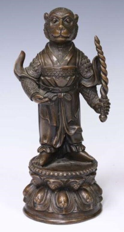 CHINESE BRONZE FIGURAL WARRIOR