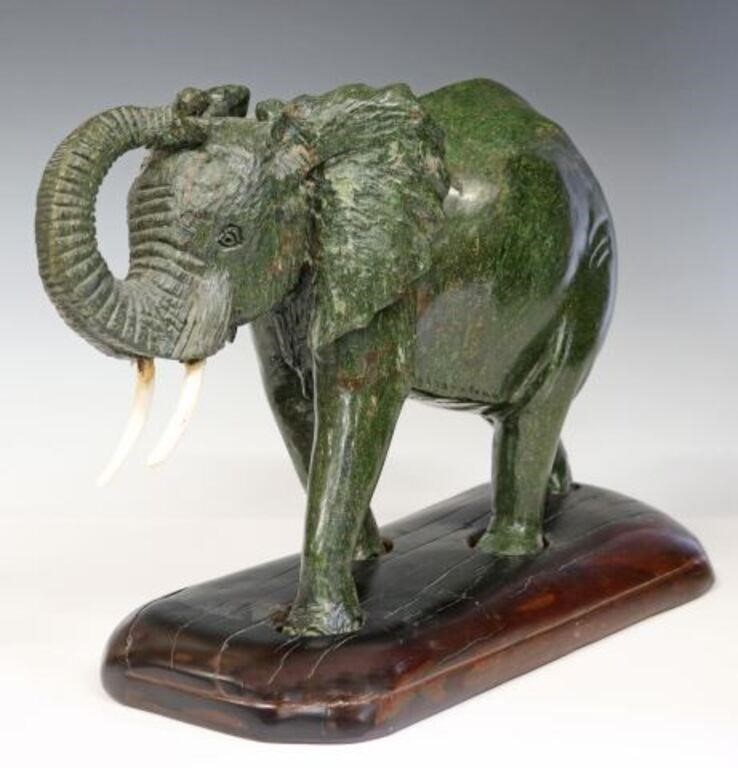 AFRICAN CARVED VERDITE STONE ELEPHANT 2f6c4e