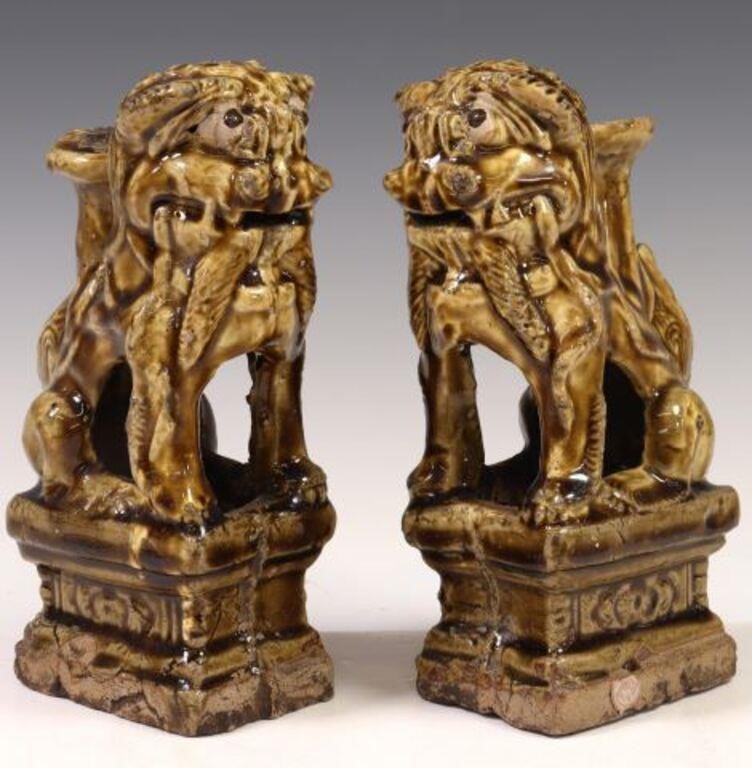 (2) CHINESE CERAMIC FOO LION INCENSE