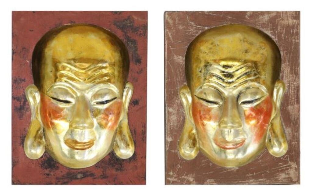  2 CONTEMPORARY GILT BUDDHA MASK 2f6c5f