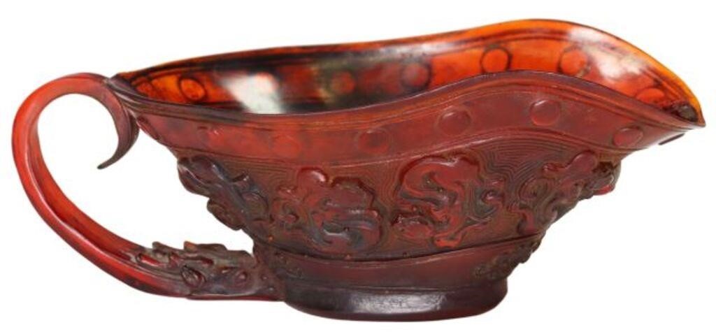 CHINESE AMBER-COLORED LIBATION CUPChinese