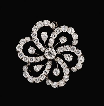 Platinum and diamond floral brooch