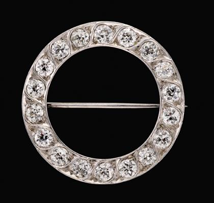 Platinum and diamond circle pin